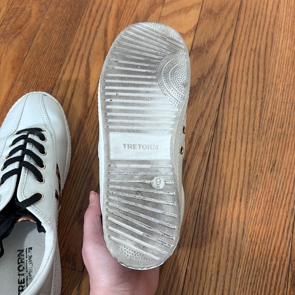 Anthropologie Tretorn Nylite Plus Sneaker Leather Shoe White Women's 9M leopard - Picture 8 of 10